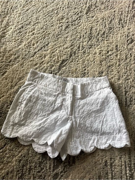 crown & ivy Pants - crown & ivy White Scalloped Eyelet Shorts